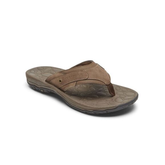 NWT ROCKPORT Womens Brown Impact Hayes Toe Slip On Thong Sandals Shoes 12 M - Picture 1 of 3